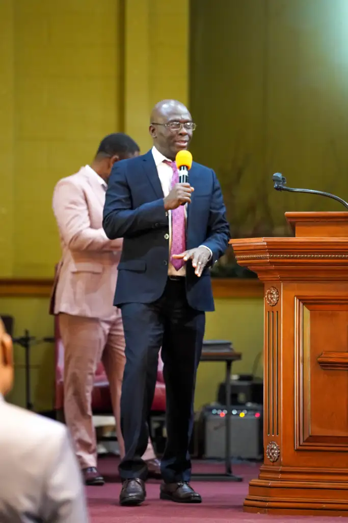 Pastor Simon Peter Sesay preaching at Bible Believers Tabernacle